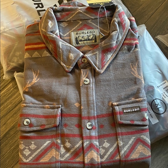 Burlebo Other - Burlebo Men’s Midweight Flannel White Tail Deer Aztec Long Sleeve Twill